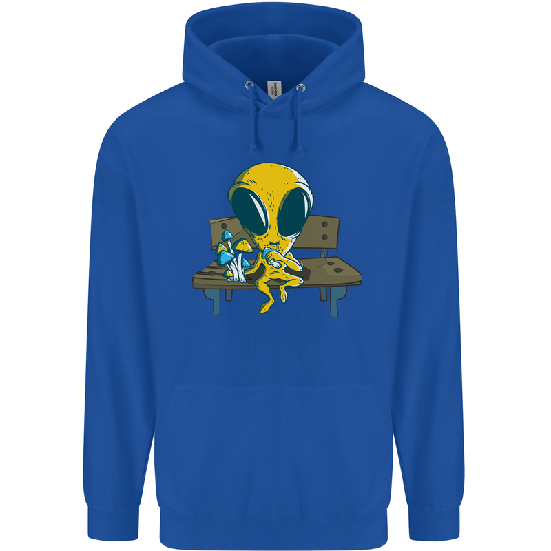 An Alien Eating Magic Mushrooms LSD Mens 80% Cotton Hoodie Royal Blue
