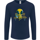 An Alien Eating Magic Mushrooms LSD Mens Long Sleeve T-Shirt Navy Blue