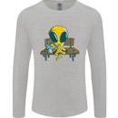 An Alien Eating Magic Mushrooms LSD Mens Long Sleeve T-Shirt Sports Grey