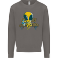 An Alien Eating Magic Mushrooms LSD Mens Sweatshirt Jumper Charcoal