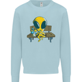 An Alien Eating Magic Mushrooms LSD Mens Sweatshirt Jumper Light Blue