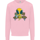 An Alien Eating Magic Mushrooms LSD Mens Sweatshirt Jumper Light Pink