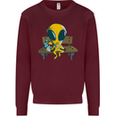 An Alien Eating Magic Mushrooms LSD Mens Sweatshirt Jumper Maroon