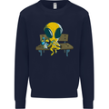 An Alien Eating Magic Mushrooms LSD Mens Sweatshirt Jumper Navy Blue