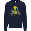 An Alien Eating Magic Mushrooms LSD Mens Sweatshirt Jumper Navy Blue