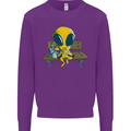 An Alien Eating Magic Mushrooms LSD Mens Sweatshirt Jumper Purple