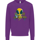 An Alien Eating Magic Mushrooms LSD Mens Sweatshirt Jumper Purple