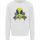 An Alien Eating Magic Mushrooms LSD Mens Sweatshirt Jumper White