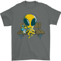 An Alien Eating Magic Mushrooms LSD Mens T-Shirt 100% Cotton Charcoal
