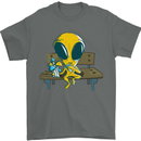 An Alien Eating Magic Mushrooms LSD Mens T-Shirt 100% Cotton Charcoal