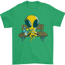 An Alien Eating Magic Mushrooms LSD Mens T-Shirt 100% Cotton Irish Green