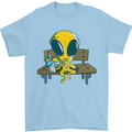 An Alien Eating Magic Mushrooms LSD Mens T-Shirt 100% Cotton Light Blue