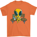 An Alien Eating Magic Mushrooms LSD Mens T-Shirt 100% Cotton Orange