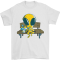 An Alien Eating Magic Mushrooms LSD Mens T-Shirt 100% Cotton White