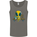 An Alien Eating Magic Mushrooms LSD Mens Vest Tank Top Charcoal