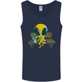 An Alien Eating Magic Mushrooms LSD Mens Vest Tank Top Navy Blue