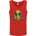 An Alien Eating Magic Mushrooms LSD Mens Vest Tank Top Red