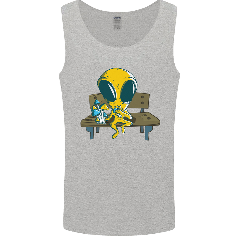 An Alien Eating Magic Mushrooms LSD Mens Vest Tank Top Sports Grey