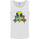 An Alien Eating Magic Mushrooms LSD Mens Vest Tank Top White