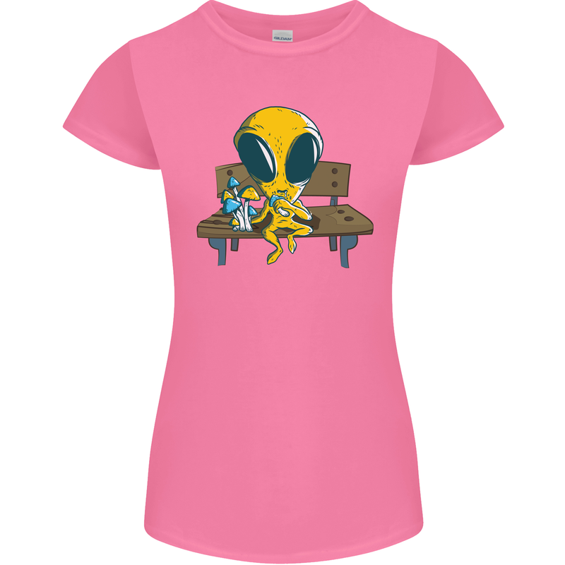An Alien Eating Magic Mushrooms LSD Womens Petite Cut T-Shirt Azalea