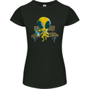 An Alien Eating Magic Mushrooms LSD Womens Petite Cut T-Shirt Black
