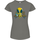 An Alien Eating Magic Mushrooms LSD Womens Petite Cut T-Shirt Charcoal