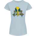 An Alien Eating Magic Mushrooms LSD Womens Petite Cut T-Shirt Light Blue