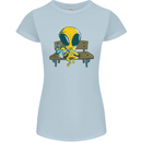 An Alien Eating Magic Mushrooms LSD Womens Petite Cut T-Shirt Light Blue