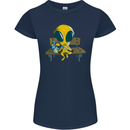 An Alien Eating Magic Mushrooms LSD Womens Petite Cut T-Shirt Navy Blue