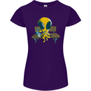 An Alien Eating Magic Mushrooms LSD Womens Petite Cut T-Shirt Purple