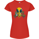 An Alien Eating Magic Mushrooms LSD Womens Petite Cut T-Shirt Red