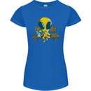 An Alien Eating Magic Mushrooms LSD Womens Petite Cut T-Shirt Royal Blue