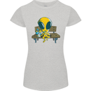 An Alien Eating Magic Mushrooms LSD Womens Petite Cut T-Shirt Sports Grey