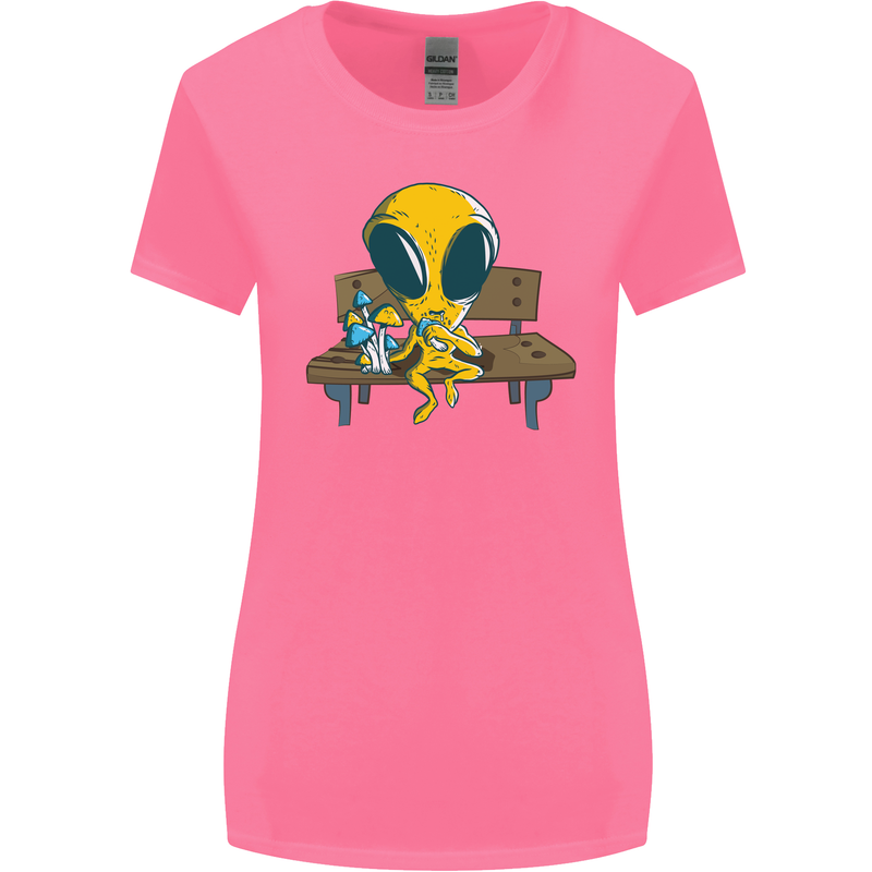 An Alien Eating Magic Mushrooms LSD Womens Wider Cut T-Shirt Azalea