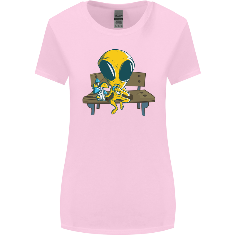 An Alien Eating Magic Mushrooms LSD Womens Wider Cut T-Shirt Light Pink