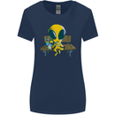 An Alien Eating Magic Mushrooms LSD Womens Wider Cut T-Shirt Navy Blue