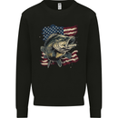 An American Deer With Flag USA Fishing Kids Sweatshirt Jumper Black