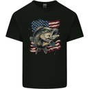 An American Deer With Flag USA Fishing Kids T-Shirt Childrens Black