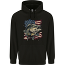 An American Deer With Flag USA Fishing Mens 80% Cotton Hoodie Black