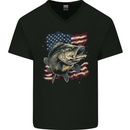 An American Deer With Flag USA Fishing Mens V-Neck Cotton T-Shirt Black