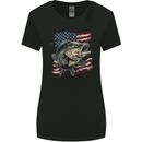 An American Deer With Flag USA Fishing Womens Wider Cut T-Shirt Black