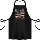 An American Deer With Flag USA Hunting Cotton Apron 100% Organic Black