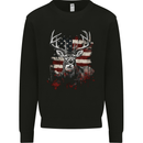An American Deer With Flag USA Hunting Kids Sweatshirt Jumper Black