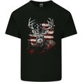 An American Deer With Flag USA Hunting Kids T-Shirt Childrens Black
