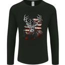 An American Deer With Flag USA Hunting Mens Long Sleeve T-Shirt Black