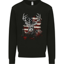 An American Deer With Flag USA Hunting Mens Sweatshirt Jumper Black