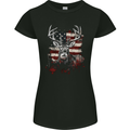An American Deer With Flag USA Hunting Womens Petite Cut T-Shirt Black