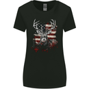 An American Deer With Flag USA Hunting Womens Wider Cut T-Shirt Black
