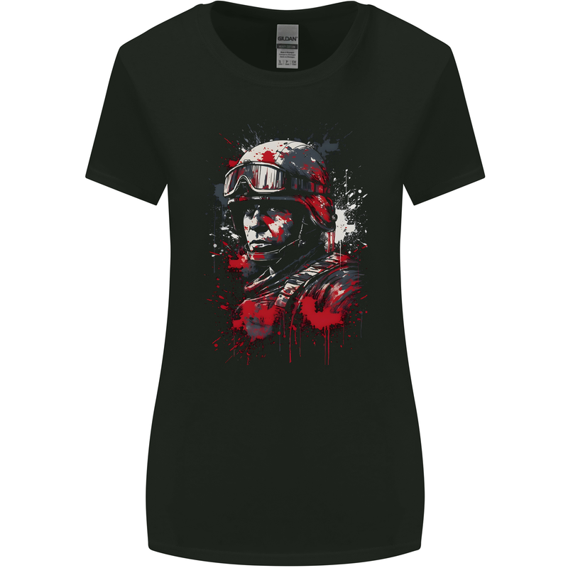 An American Soldier USA Army Marine Womens Wider Cut T-Shirt Black