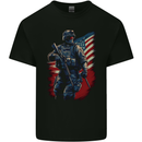 An American Soldier With USA Flag Army Marine Mens Cotton T-Shirt Tee Top Black